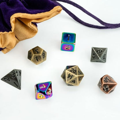 FanRoll Mystery Misfit Baby Metal: Bag of 7 Assorted Mini Polyhedral Metal Dice - Image 4
