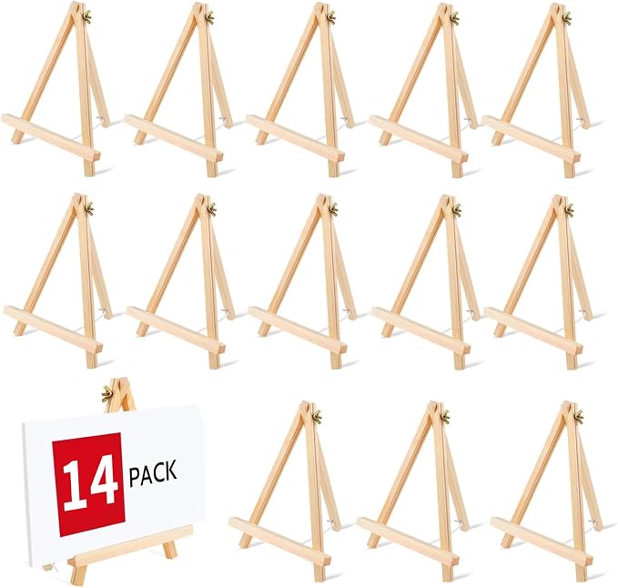 14 Pack 9 Inch Wood Easel, Painting Party Easel, Kids Student Tabletop Easels by Unknown