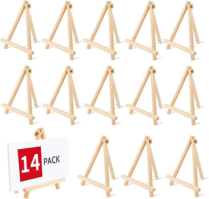 14 Pack 9 Inch Wood Easel, Painting Party Easel, Kids Student Tabletop Easels by Unknown