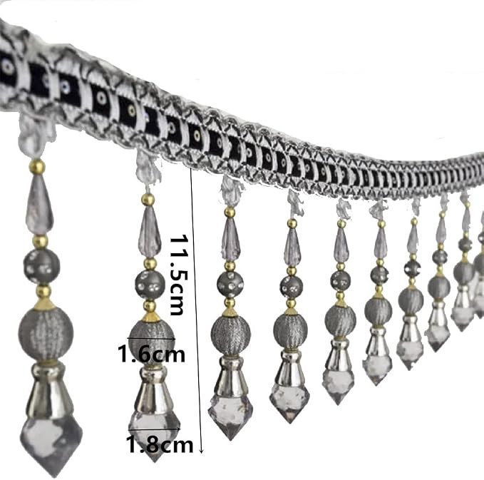 3yards Beading Fringe Trimming Long Beads Tassel Curtain Trim Ribbon Trim - Image 4