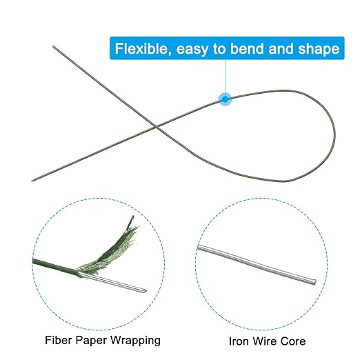 PATIKIL 18 Gauge 16" Floral Stem Wire, Dark Green - Image 3