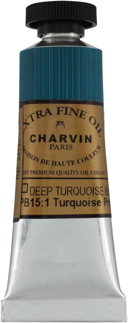 Charvin Extra Fine Oil Paint, Turquoise Deep Blue 20 ml - Image 2
