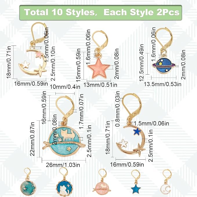 SUNNYCLUE 1 Box 20Pcs Stitch Markers Crochet Stitch Marker Cute Planet Moon - Image 2
