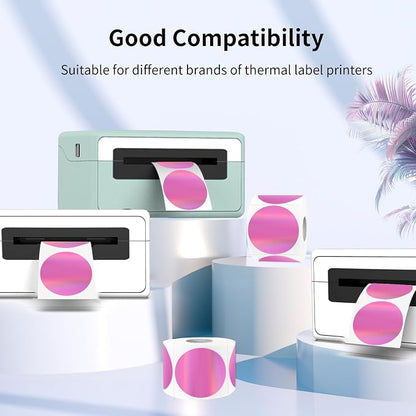 1.5" Holographic Direct Thermal Label Stickers, Round Printable Rainbow Glitter - Image 3