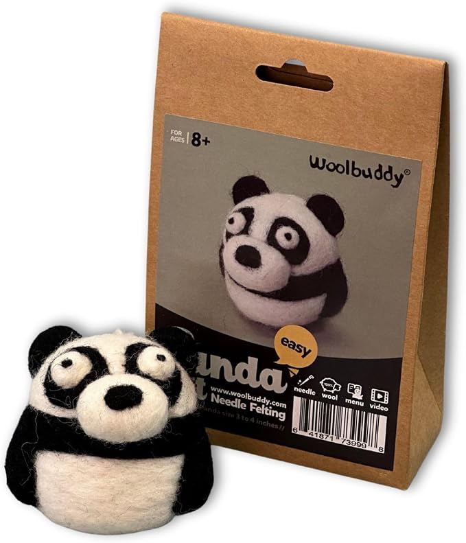 Woolbuddy Needle Felting Kit for Beginners & Adults – Panda DIY Felt Animal by Woolbuddy