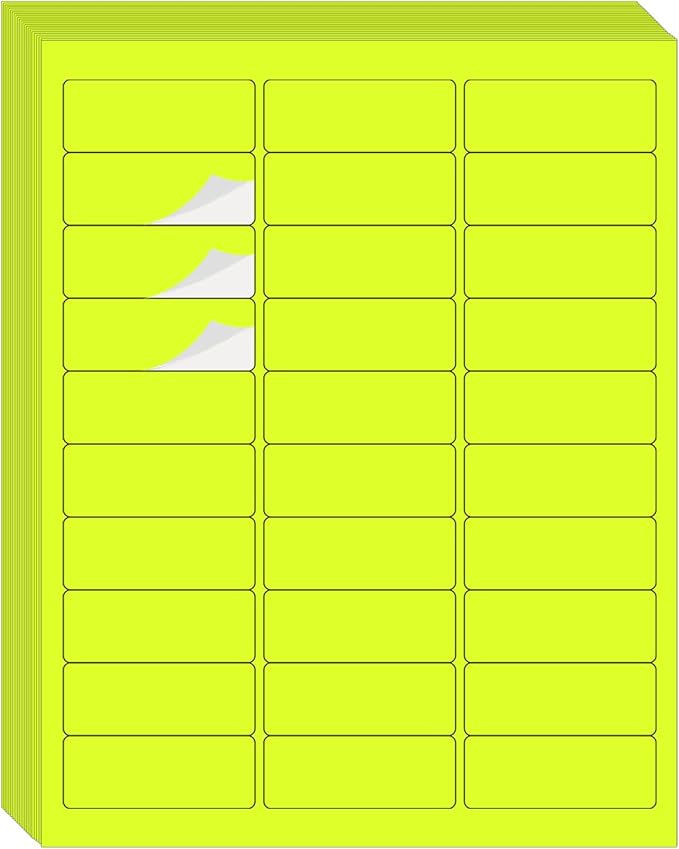 STARLIBOO 1" x 2-5/8" Address Labels- Neon Color Fluorescent Mailing Labels by STARLIBOO
