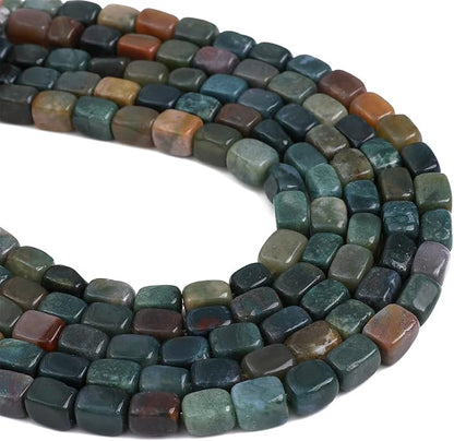 Natural Indian Agate Cuboid Stone Loose Semi Gemstone Beads - Image 6