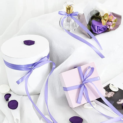 TONIFUL 3/8 in x 100yds Light Purple Satin Ribbon Thin Solid Fabric Ribbons Roll - Image 4