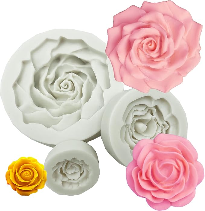 3D Rose Flower Fondant Silicone Molds by Followyourheart
