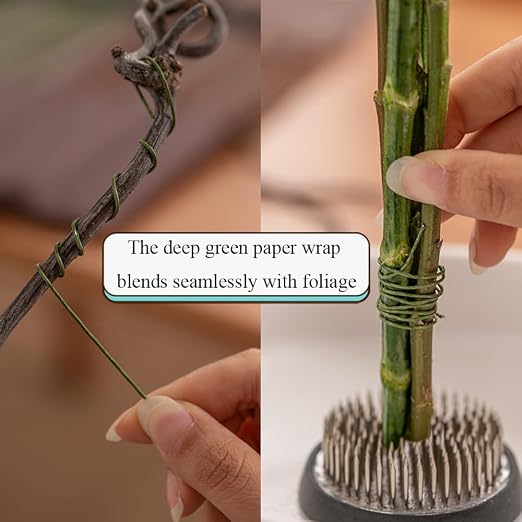HAHIYO 18Gauge Dark Green Paper-Wrapped Metal Floral Wire 14 Inches, 70 Pack - Image 4