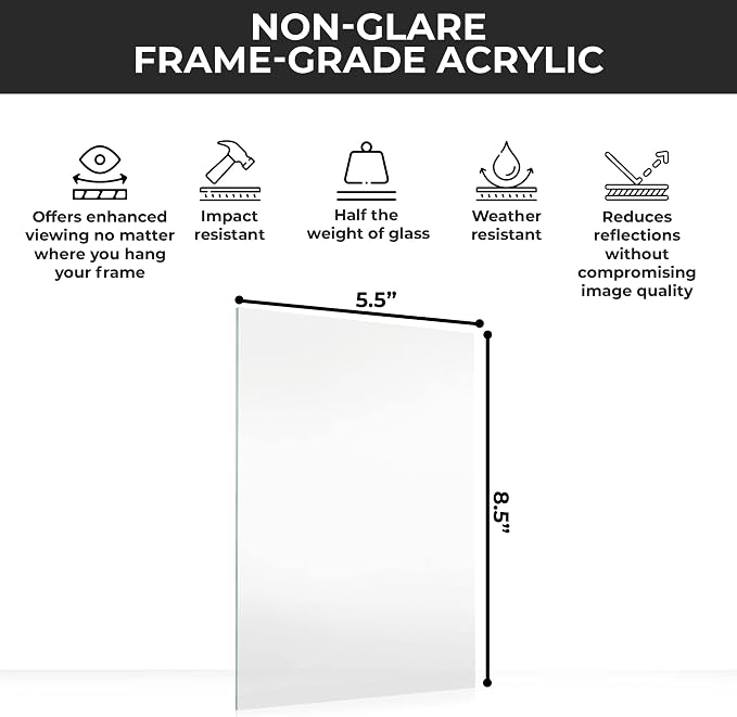 Non-Glare Acrylic Replacement for 5.5x8.5 Picture Frame, Replacement Plexiglass - Image 3