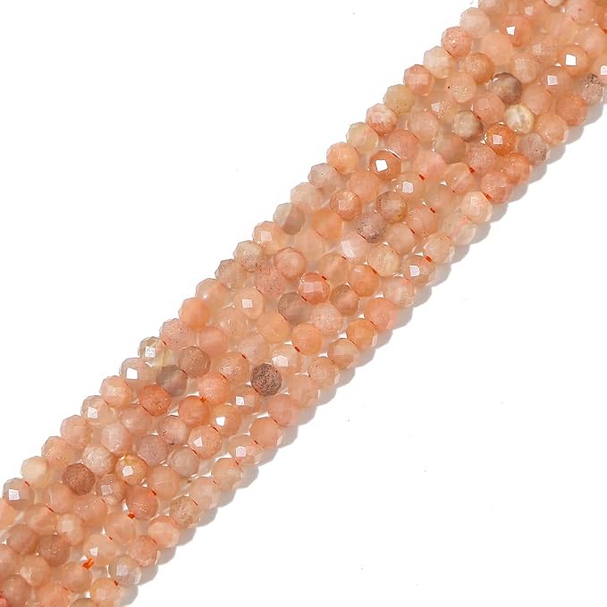 Natural Sunstone Beads 4x2mm 120pcs Faceted Rondelle Loose Semi Gemstone Beads by Beadia