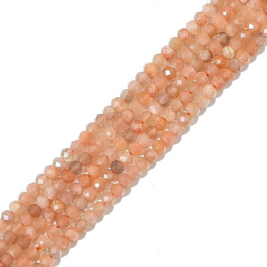 Natural Sunstone Beads 4x2mm 120pcs Faceted Rondelle Loose Semi Gemstone Beads by Beadia