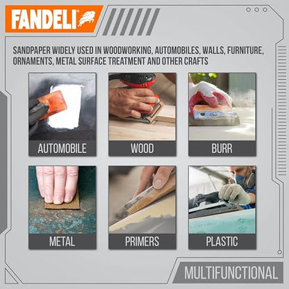 Fandeli | Multi-Purpose Sandpaper | 220 Grit | 50 Sheets of 9'' x 11'' | Ideal - Image 4