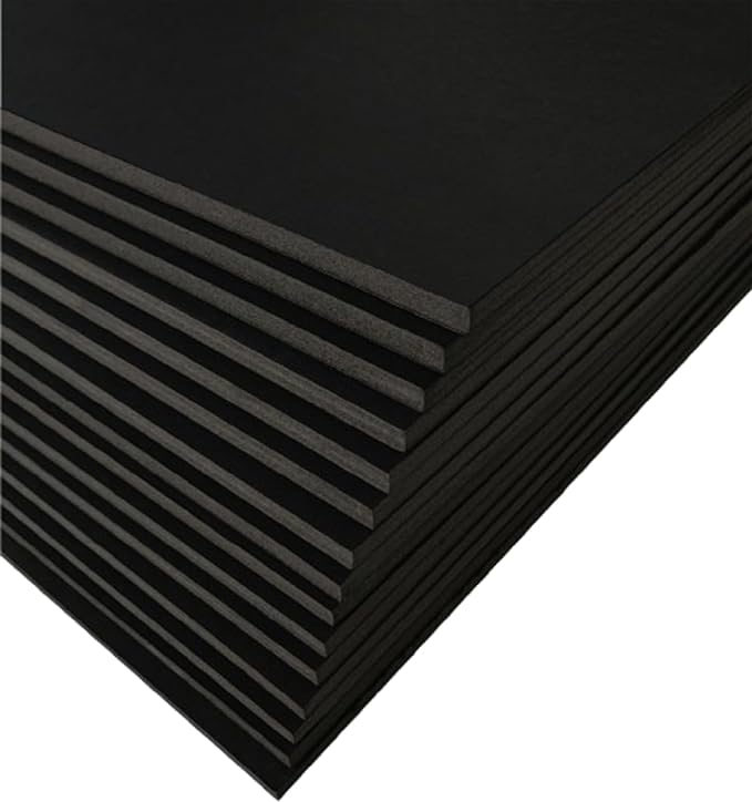 Black Foam Board 8 x 10 x 1/8" Inch, 15 Pack Acid-Free Foam Core Poster Board by Excelsis+Design