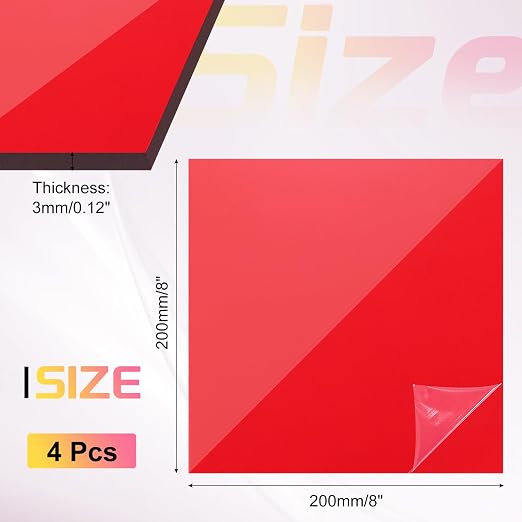 uxcell 4Pcs Acrylic Sheets 8x8 Inch Acrylic Panel 1/8 Inch-3mm Plastic Board - Image 2