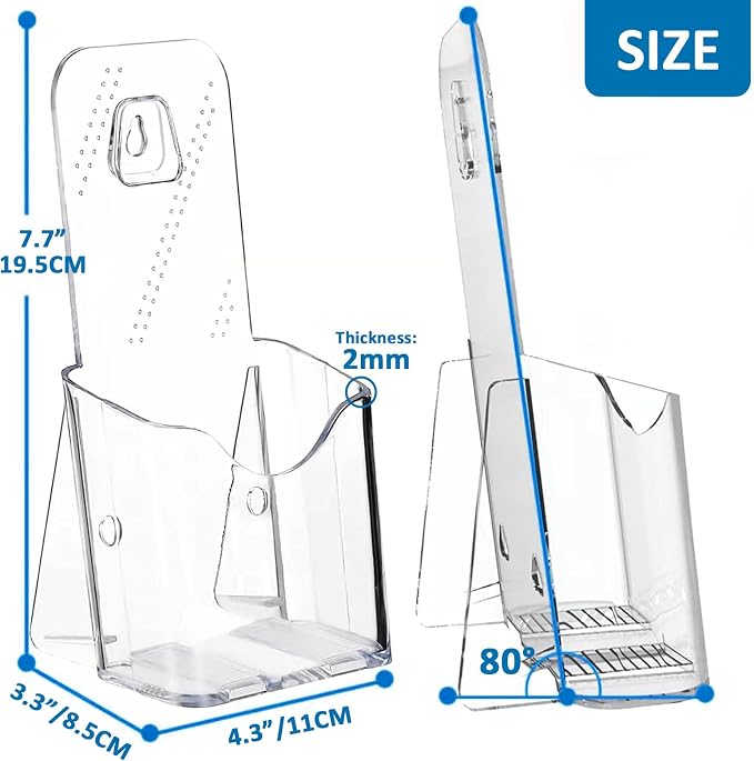 Acrylic Brochure Holder 4x9 Inch, Table Signs, Plastic Rack Card Holder - Image 5