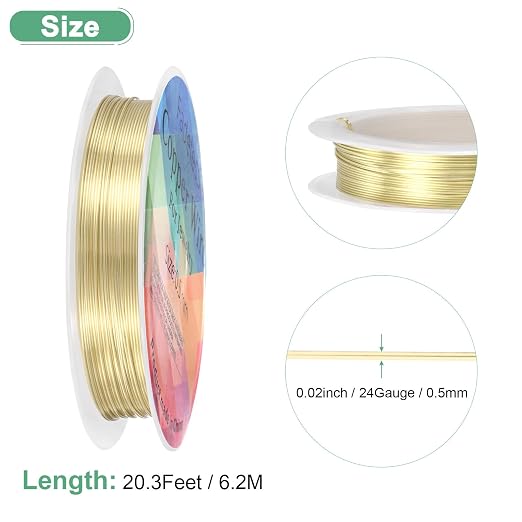 0.5 mm/24 Gauge Copper Wire for Jewelry Making, 20.3FT Copper Beading Craft - Image 3
