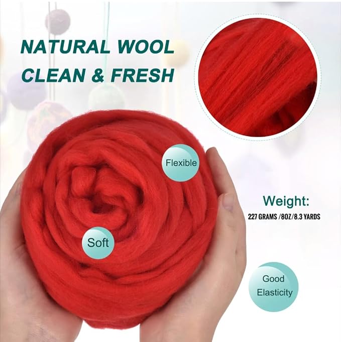 Colored Natural Wool roving, 8 OZ. Best Wool - Image 6