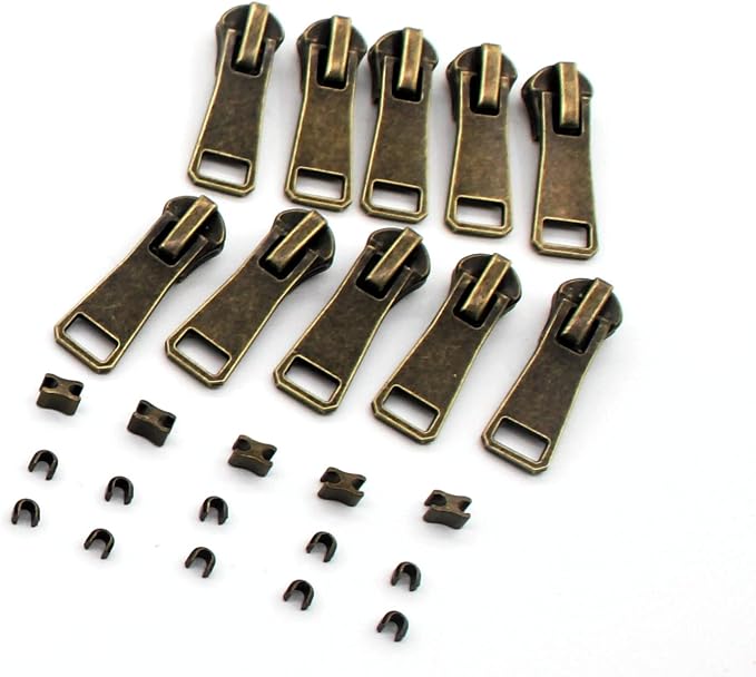 #5 Antique Brass Metal Zippers by The Yard Bulk 2 Yards Black Tape - Image 3