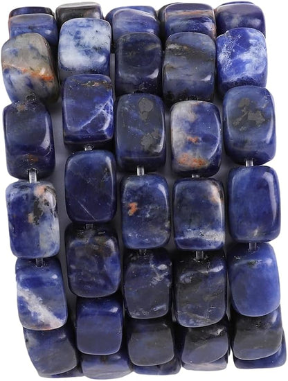 Natural Blue Sodalite Cuboid Stone Loose Semi Gemstone Beads by Beadia