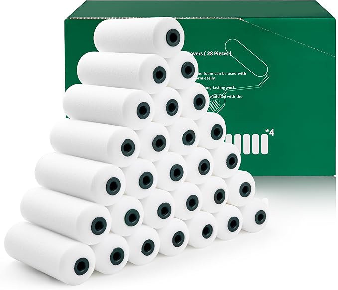 Foam Paint Roller, 28 Pack, 4 Inch Small Paint Roller Kit by CoatProTwools