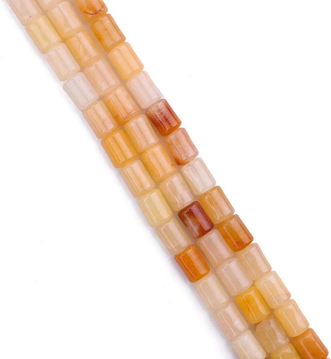 Natural Yellow Jade Cylinder Stone Loose Semi Gemstone Beads - Image 3