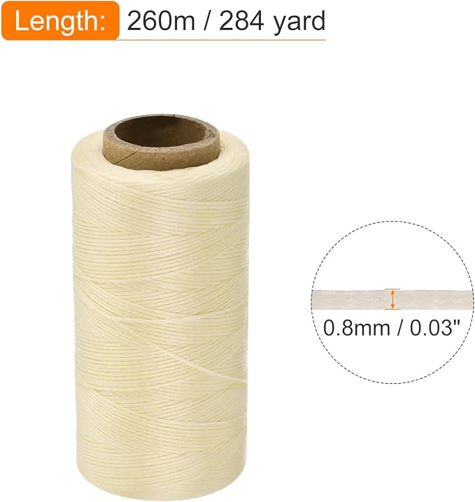 MECCANIXITY Waxed Thread, 284 Yard 0.8mm 150D Flat Wax Thread Polyester Waxed - Image 2