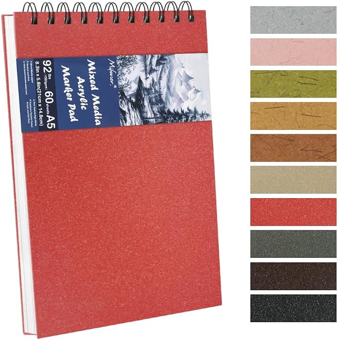 8.3x5.8 Sketch Book, Top Spiral Bound Sketch Pad, 60sheets 92lb/150gsm Bright by E-WEICHEN