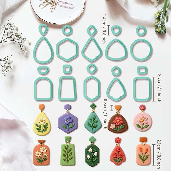 10 Sets Geometric Clay Cutters, Clay Jewelry Making Kit - Image 4