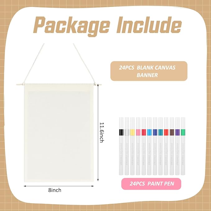 Mindsoft 48 Pcs Blank Canvas Banner Bulk Color Your Own Vertical Banner - Image 3