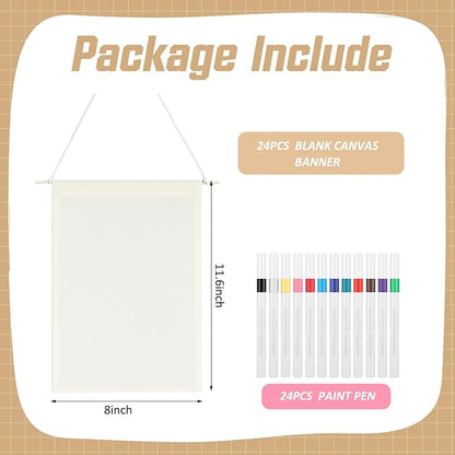 Mindsoft 48 Pcs Blank Canvas Banner Bulk Color Your Own Vertical Banner - Image 3