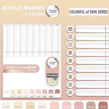 Water Based Acrylic Paint Markers, 9 Colors Acrylic Paint Pens Set - Image 2