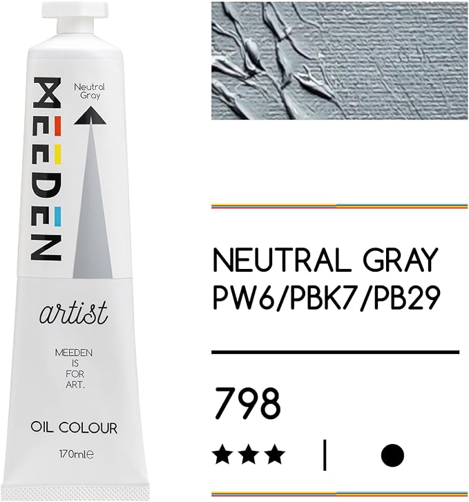 MEEDEN Artist Grade Oil Paint: Neutral Gray - 170ml/5.7oz Tube - Professional - Image 2