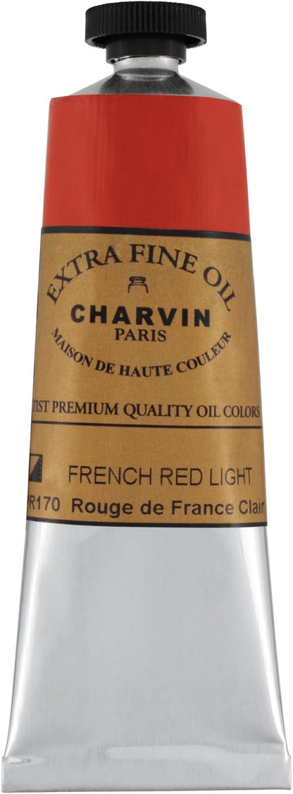 Charvin Extra Fine Oil Paint, French Red Light 60 ml - Image 2
