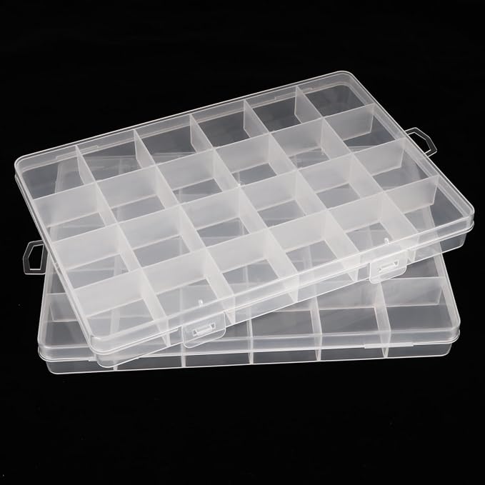 2pcs 24 Grids Clear Plastic Organizer Box Fixed Compartment Storage Container - Image 6