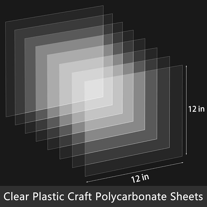 5 Pack 12x12x.02” Clear Plastic Sheet, Plexiglass Craft Plastic Sheets PET - Image 2