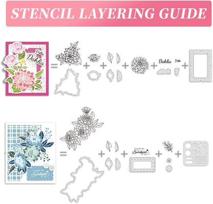 ORIGACH Realistic Dahlia Layering Stencils Set - Image 3