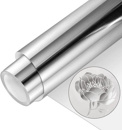 VINYL FROG Metallic Foil HTV Vinyl Roll 12" x5ft Silver Chrome Iron on Vinyl by VINYLFROG