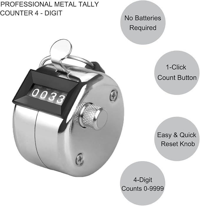 Metal Tally Counter Clicker Counter Handheld Pitch Counter, Manual Mechanical - Image 2