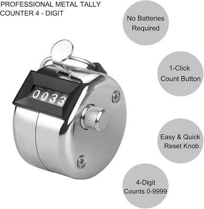 Metal Tally Counter Clicker Counter Handheld Pitch Counter, Manual Mechanical - Image 2