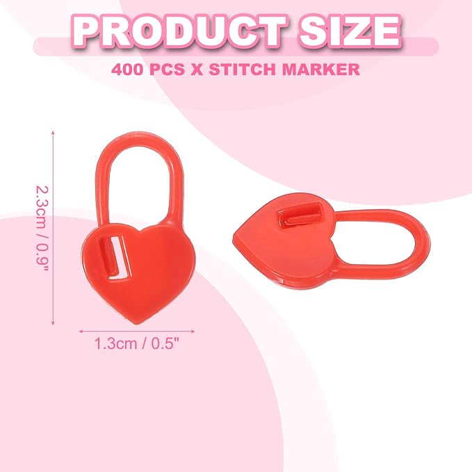 uxcell 400pcs Stitch Markers for Crocheting, Heart Shaped Crochet Marker Needle - Image 2
