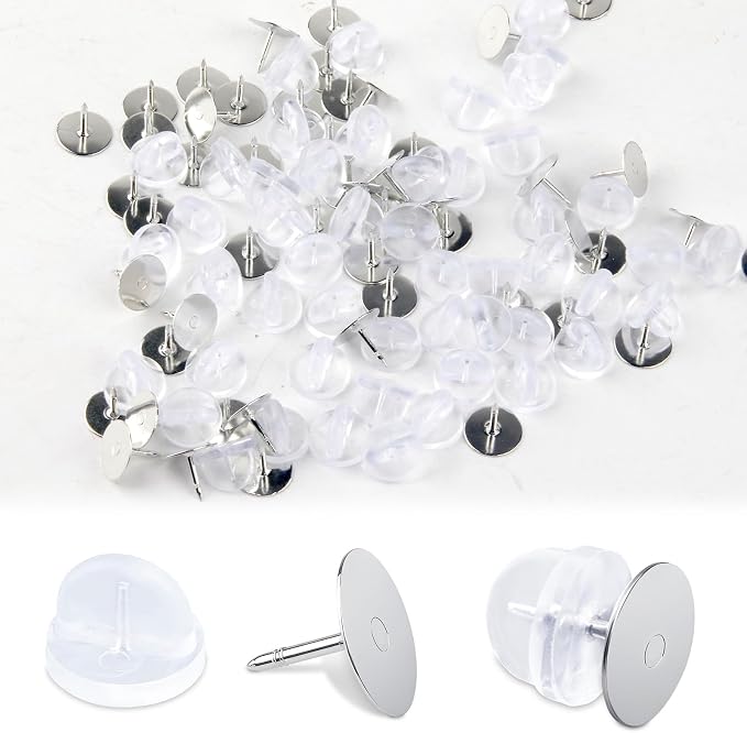 50 Pairs Rubber Butterfly Clutch Backs – Blank Pin Backings Replacement by Unknown