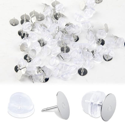 50 Pairs Rubber Butterfly Clutch Backs – Blank Pin Backings Replacement by Unknown