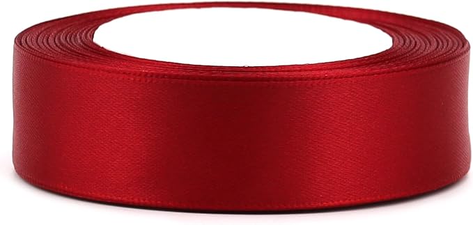 Deep red Solid Satin Ribbon 1 Inch 25 Yards Solid Polyester Fabric Ribbon - Image 3