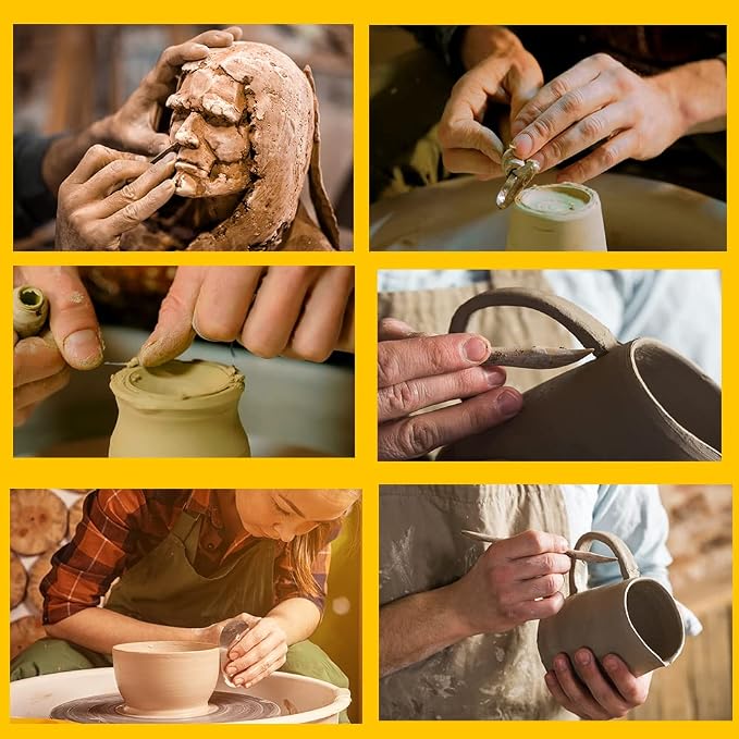 Pottery Clay Sculpting Tools for Polymer, Yagugu 19Pcs Basic Wood Ceramics - Image 3