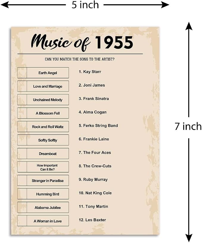 QUPT 70th Birthday Party Games, Music of 1955 Games, Birthday Party Supplies - Image 2
