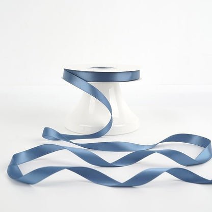 HUIHUANG Satin Ribbon 1/2 inch X 50 Yards Continuous, Smoke Blue Double-Faced - Image 7