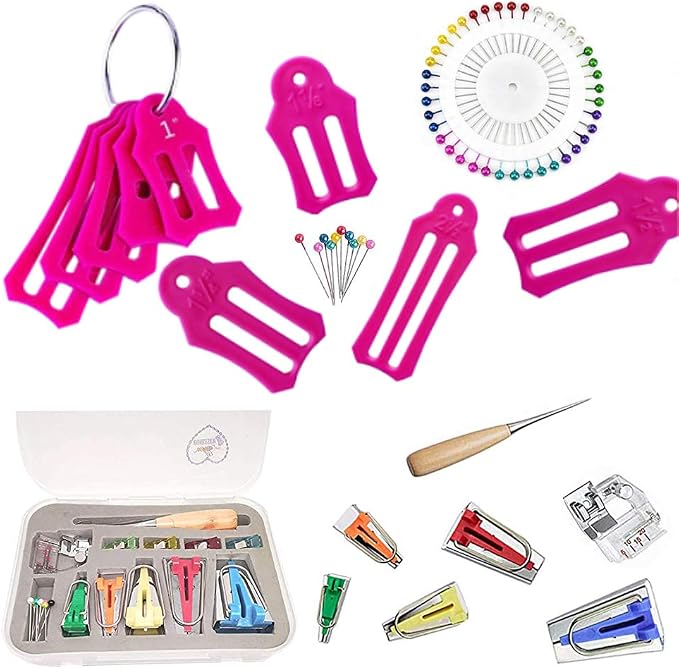 HONEYSEW Single Double Fold Bias Tape Maker Tool Kit Set Fabric Jelly Roll by HONEYSEW