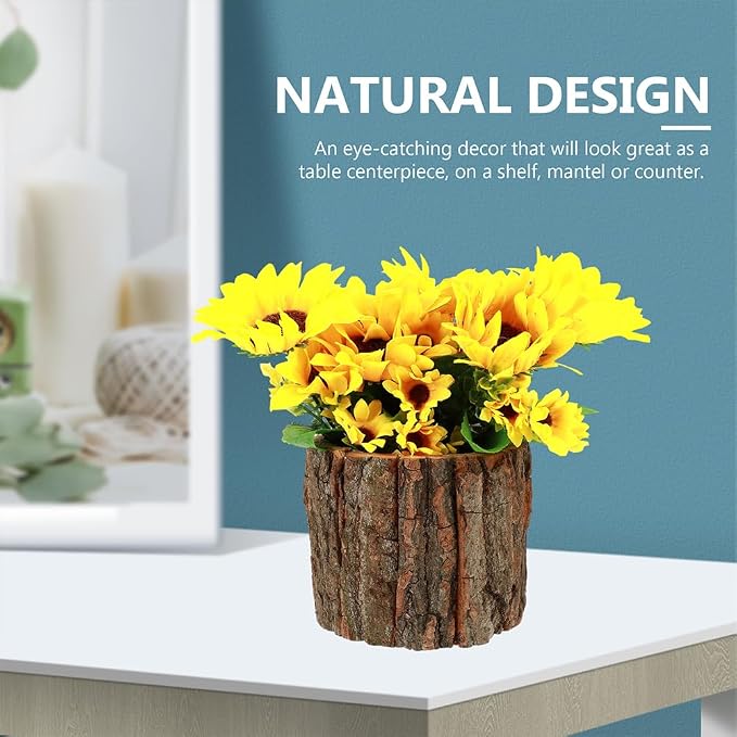 ARTIBETTER Bark Planter Pot 2pcs Wood Bark Pot Natural Log Succulent Planter - Image 6